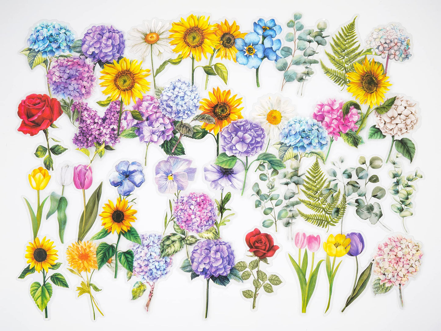 Knaid 600 Pieces Clear Flower Stickers Set, Transparent Floral Botanical Aesthetic Journaling Stickers for Nature Scrapbook Supplies Card Making Junk Journal Bullet Journal Planner