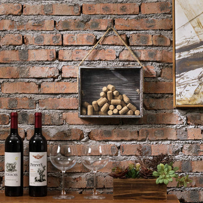 MyGift Wall Mounted Torched Wood Wine Cork Holder Decor, Beer Bottle Cap Holder, Decorative Shadow Box