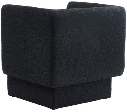 Meridian Furniture 575Black Vera Collection Modern | Contemporary Boucle Fabric Upholstered Accent Chair, Black, 31" W x 27" D x 29" H