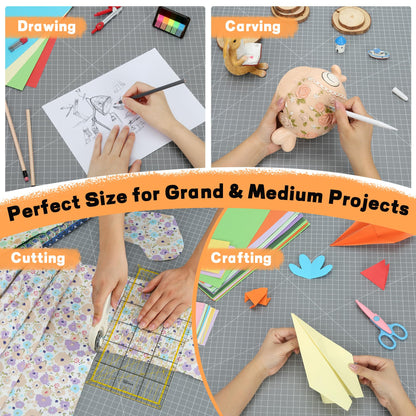 Premium 18" x 24" Self Healing Sewing Mat, Non-slip A2 Cutting Mat for Quilting, 5-Ply Rotary Cutting Board Double-Sided for Crafts Cutting Fabric Scrapbooking Modeling Projects, Anthracite Gray