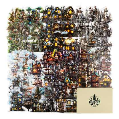 Moriquill 90PCS Gear Cabin PET Stickers – Steampunk Fantasy House Sticker for Scrapbook Journaling Crafting Collage Art Mixed Media DIY Planners Decoration Supplies