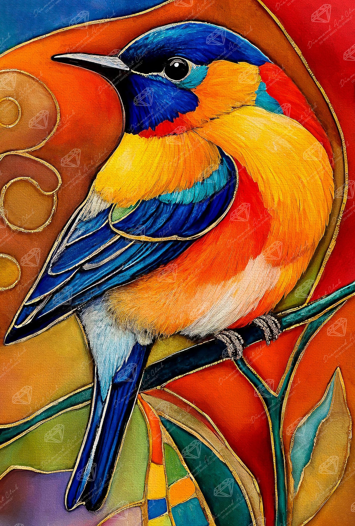 DIAMOND ART CLUB Bird of Joy Diamond Painting Kit, Fun DIY Crafts for Adults, Round Diamond Art Canvas, 9" x 13.5" (22.8 cm x 33.8 cm)