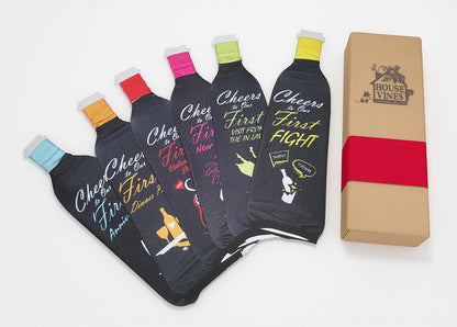 First Year of Marriage Milestones Wine Bottle Covers, Pack of 6 Unique Wedding Gift Covers