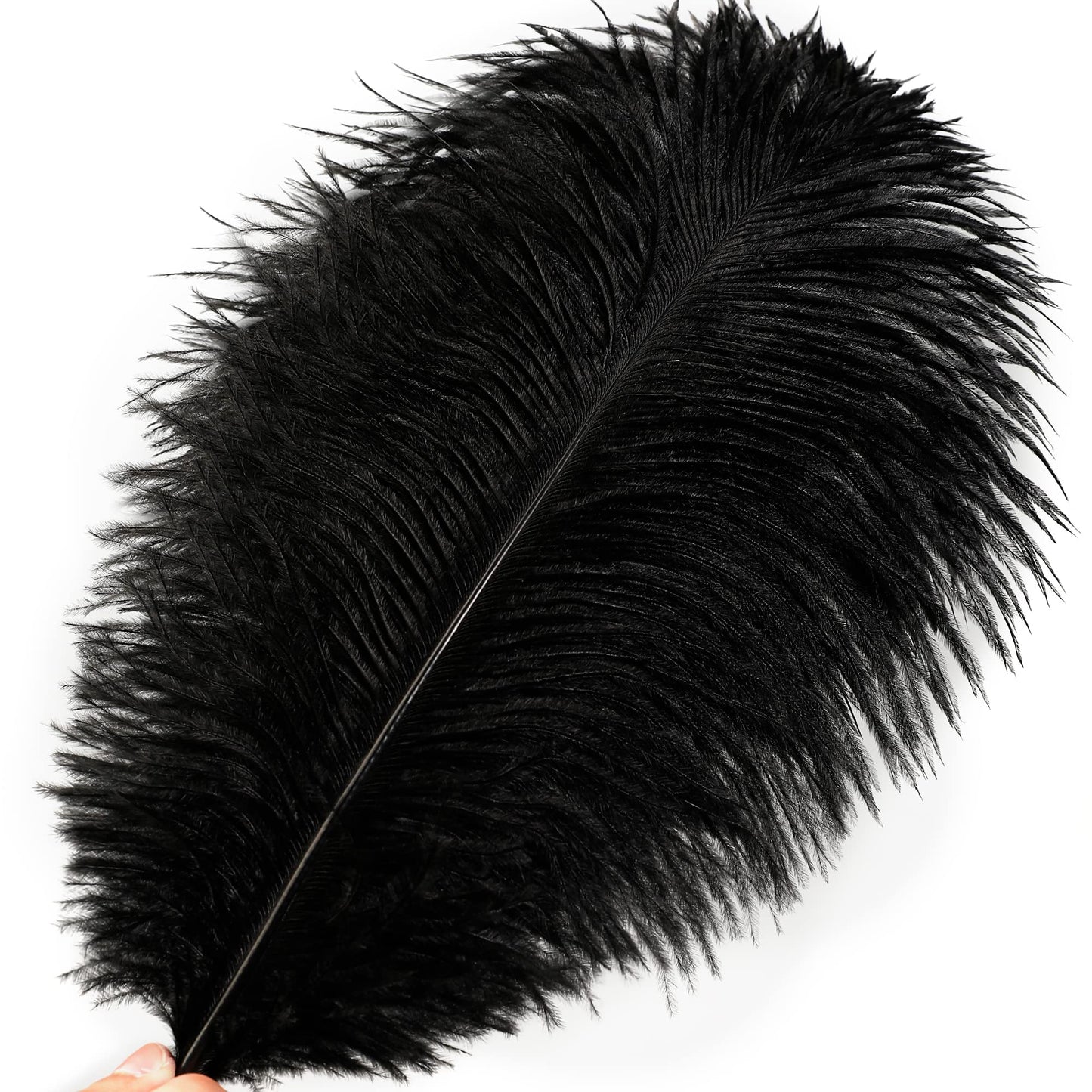 Soarer Black Large Ostrich Feathers - 15 pcs 12-14inch Craft Feathers for Gatsby Wedding Party Centerpieces,Flower Arrangement and Home Decoration.(Black)