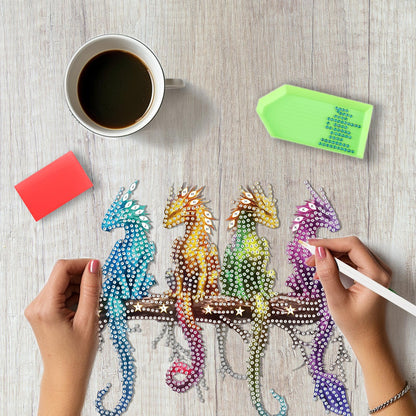 SENQAO Dragon Diamond Art Hanging Kits for Adults Kids, Double Sided DIY Acrylic Diamond Art Painting Window Pendants Home Garden Wall Hanging Kits Hanging Ornament