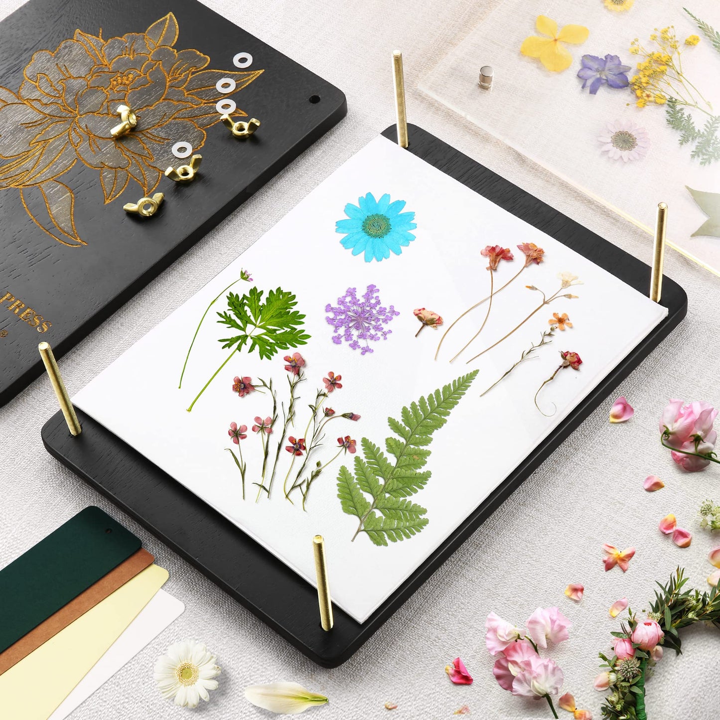 Suziko Large Flower Press Kit 11.8 x 8.7 inch 6 Layers with Photo Frame and Book Marks,Plant Pressing Kit for Adults Measures, Fast Making Pressed Plant, Great Gift for Your Lover