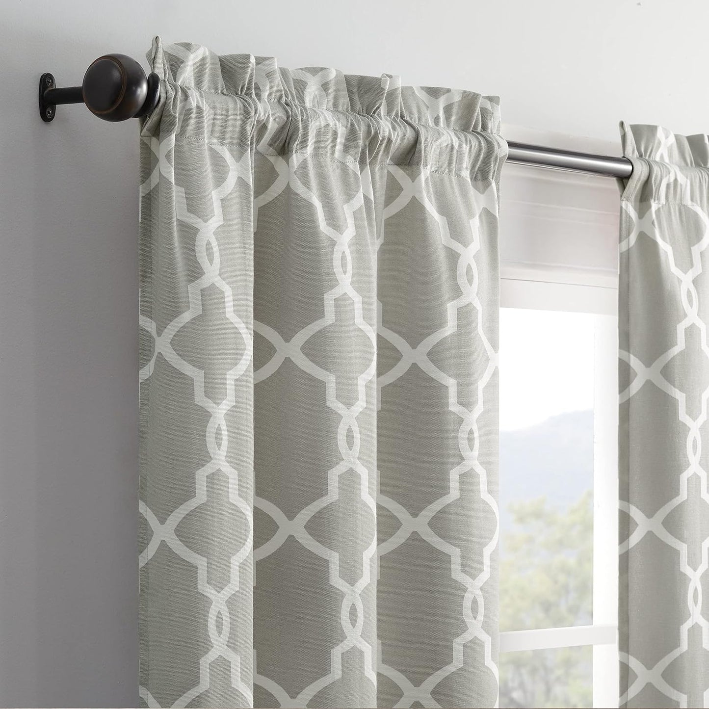 PAIRS TO GO Vickery Modern Decorative Rod Pocket Window Curtains, Double Panel, 28" x 63", Gray