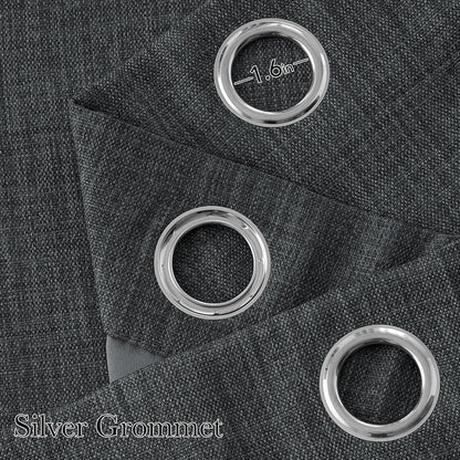 NICETOWN Blackout Curtains - Charcoal Gray Faux Linen Privacy Panels, 63" Long | Modern Farmhouse Style, 2 Panels
