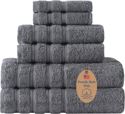 6 Set, 100% 2 2 2 Classic Turkish Towels CTT - Luxury Piece Towel USA Cotton, Quick Drying, Highly Absorbent & Comfy