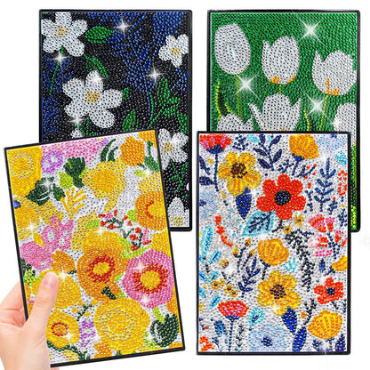 LINGFANG 4 Pack Diamond Art Kits for Adults Teens, Diamond Painting Journals Notebooks, DIY 5D Gem Dots Art Crafts for Adults, Teenagers' Birthday, Graduation, Gifts with Tools (Simple Pattern)