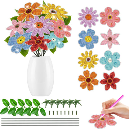 Vcekract 8 Pcs Flower Diamond Art Kits for Adults, Diamond Art for Table Decor, Diamond Painting Art Crafts for Beginners
