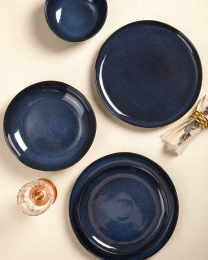 Pokini Extra Large Dinnerware Set for 12, 36 Pieces Ceramic Plates and Bowls Set, Kitchen Dish Set, Microwave & Dishwasher Safe Dishware, Ocean-Inspired Stoneware for Big Gatherings, Starry Blue