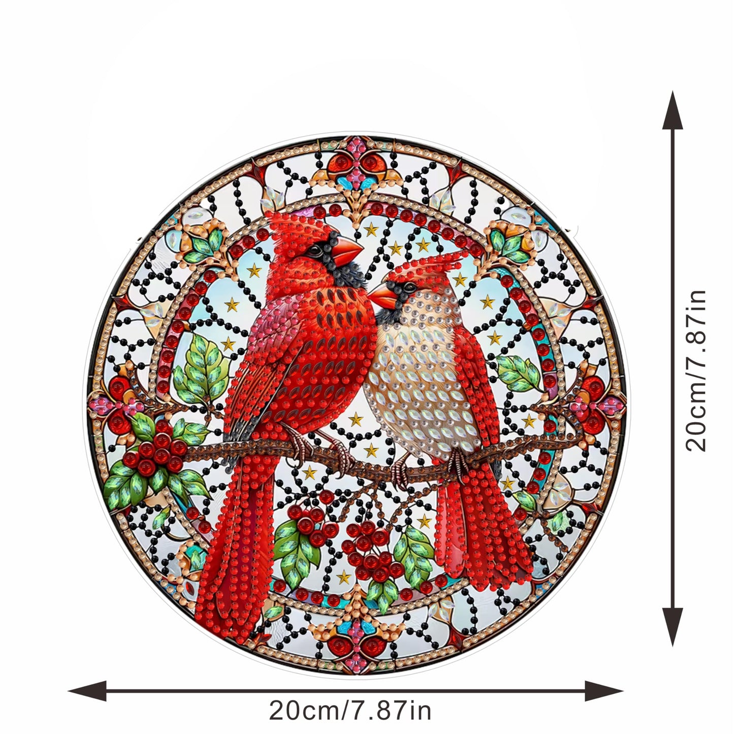 STGLCR Diamond Painting Cardinal Ornament 5D Bird Wreath DIY Diamond Art Animal Handmade Pendant Mosaic Making Kits by Number Kits Home Decoration Pendant Single Sided Spot Drill Double Sided Pattern