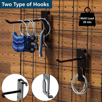 Double Gridwall Hooks- 24 Pcs Display Hooks for Grid Wall Panel- Grid Wall Hooks 6 inch with Extra Hook On The Bottom- Durable Peg Hook Wall Grid Panel Hooks for Hanging Retail Gridwall Accessories