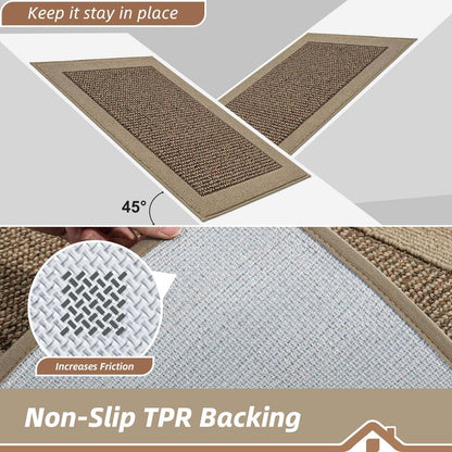 BEQHAUSE Kitchen Rugs and Mats Set of 2 Non-Slip Kitchen Mats for Floor, Absorbent and Stain Resistant Kitchen Runner, Machine Washable Rugs for Kitchen, Laundry & Sink, 24"x36"+24"x60", Taupe