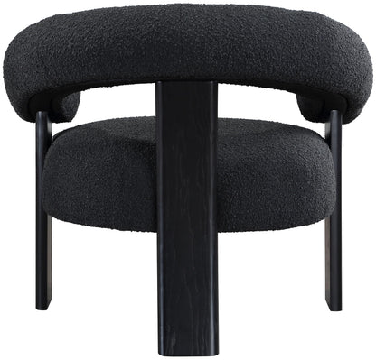 Meridian Furniture 497Black Winston Collection Mid-Century Modern Upholstered Accent Chair with Rich Boucle Fabric, Solid Wood Finished Legs, 35.5" W x 29" D x 30" H