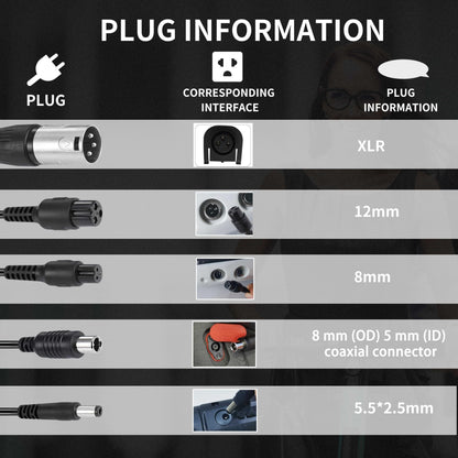 LHIBYOLO 42V 2A Electric Scooter Charger 5 in1 Plugs Universal,for 36V Electric Scooter Ebike Lithium Battery，for Jetson,Razor,Swagtron,Bird,Gotrax,Segway