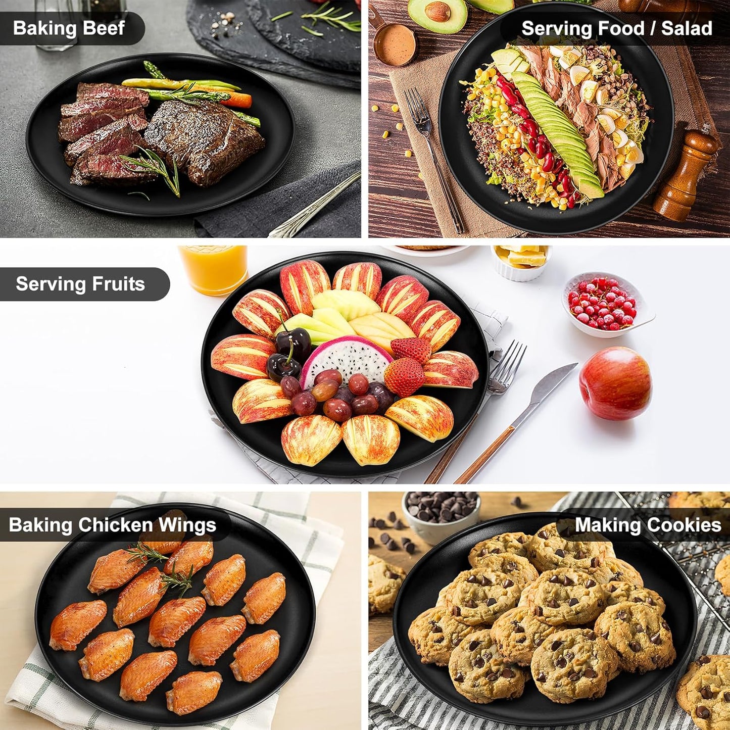 P&P CHEF Set of 2 12 Inch Non-Stick Pizza Pans, Round Bakeware for Oven, Sturdy Stainless Steel Core