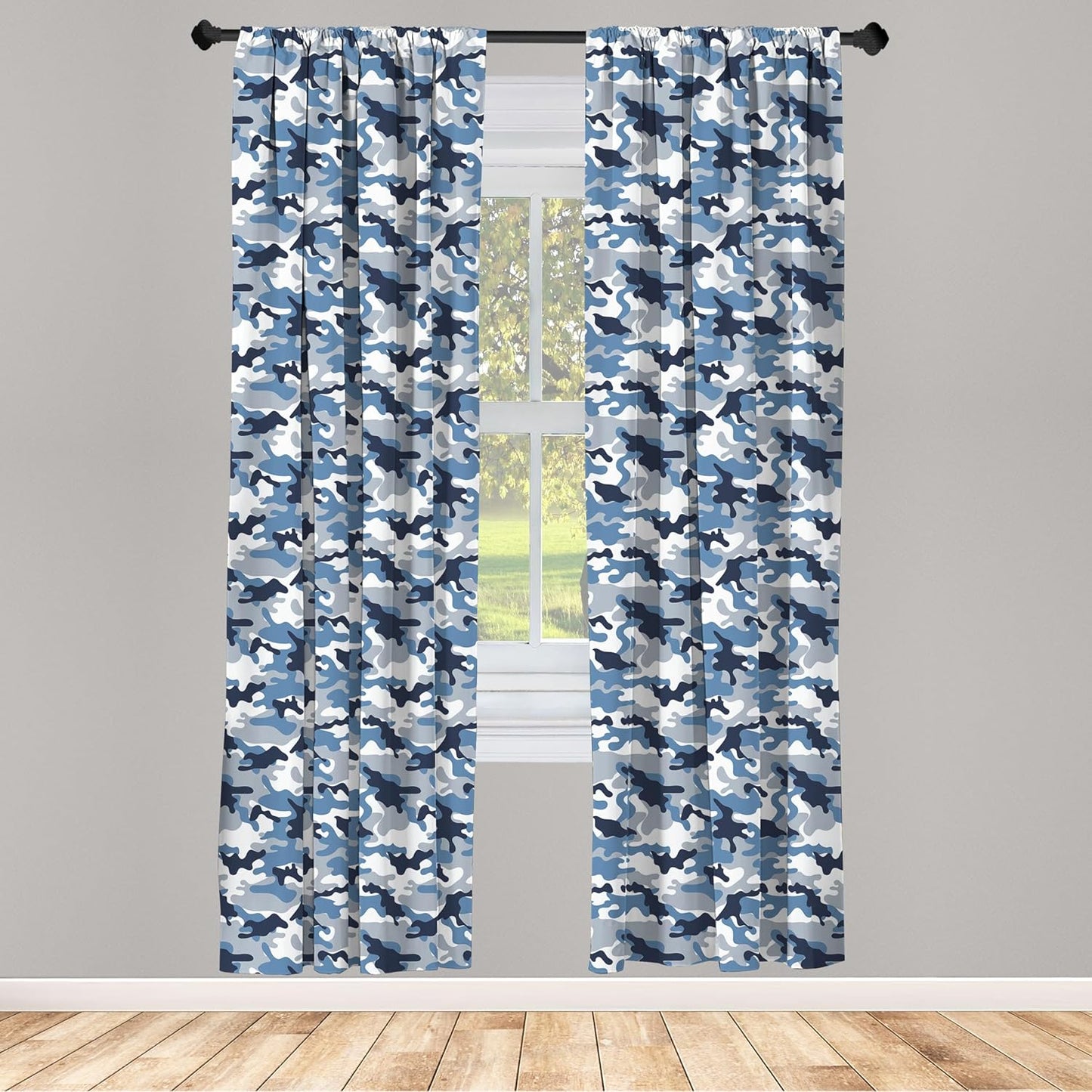 Ambesonne Camouflage Window Curtains, Abstract Soft Colors Pattern Surreal Shapes Design Art, 2-Panel Set - 28" x 63",
