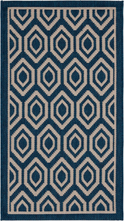 SAFAVIEH Courtyard Collection 2' x 3'7" Navy/Beige CY6902 Indoor/Outdoor Waterproof Accent Rug for Patio, Backyard
