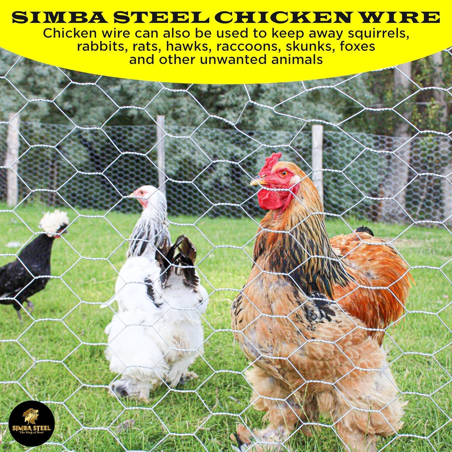 18 100 1 20GA 18 100) Chicken Wire in x FT x Mesh x | Poultry Wire Netting | Hot Dipped Galvanised | Hexagonal