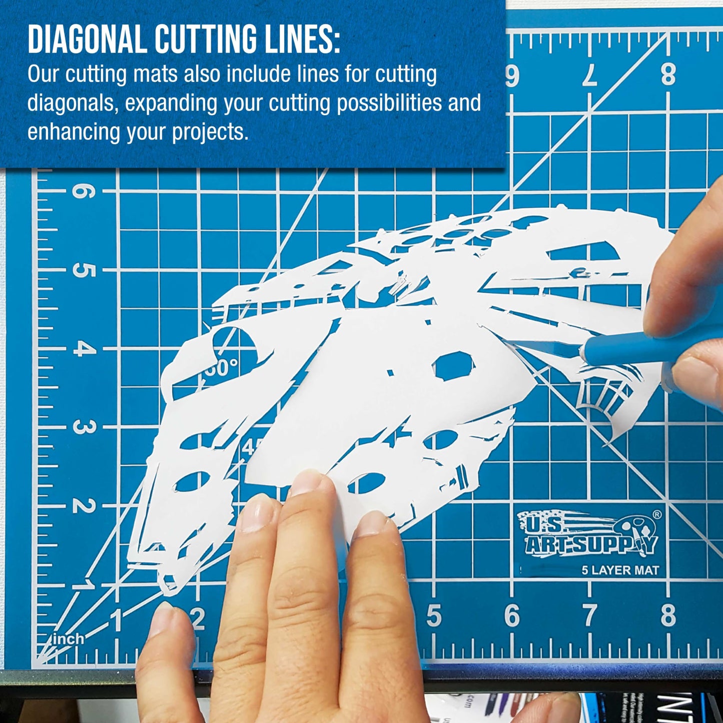 U.S. Art Supply 12" x 18" Self-Healing Cutting Mat 5-Ply - Double-Sided Pink/Blue Craft Mat, Non-Slip Cutting Mats for Crafts, Sewing, Quilting, Scrapbooking