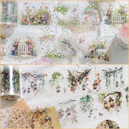 Suntova 6PCS Floral Washi Tape Stickers PET Tape Stickers for Journaling Botanical Flower Decorative Tapes for Crafts Scrapbooking Junk Journal Supplies Bullet Journaling (Flower 1)