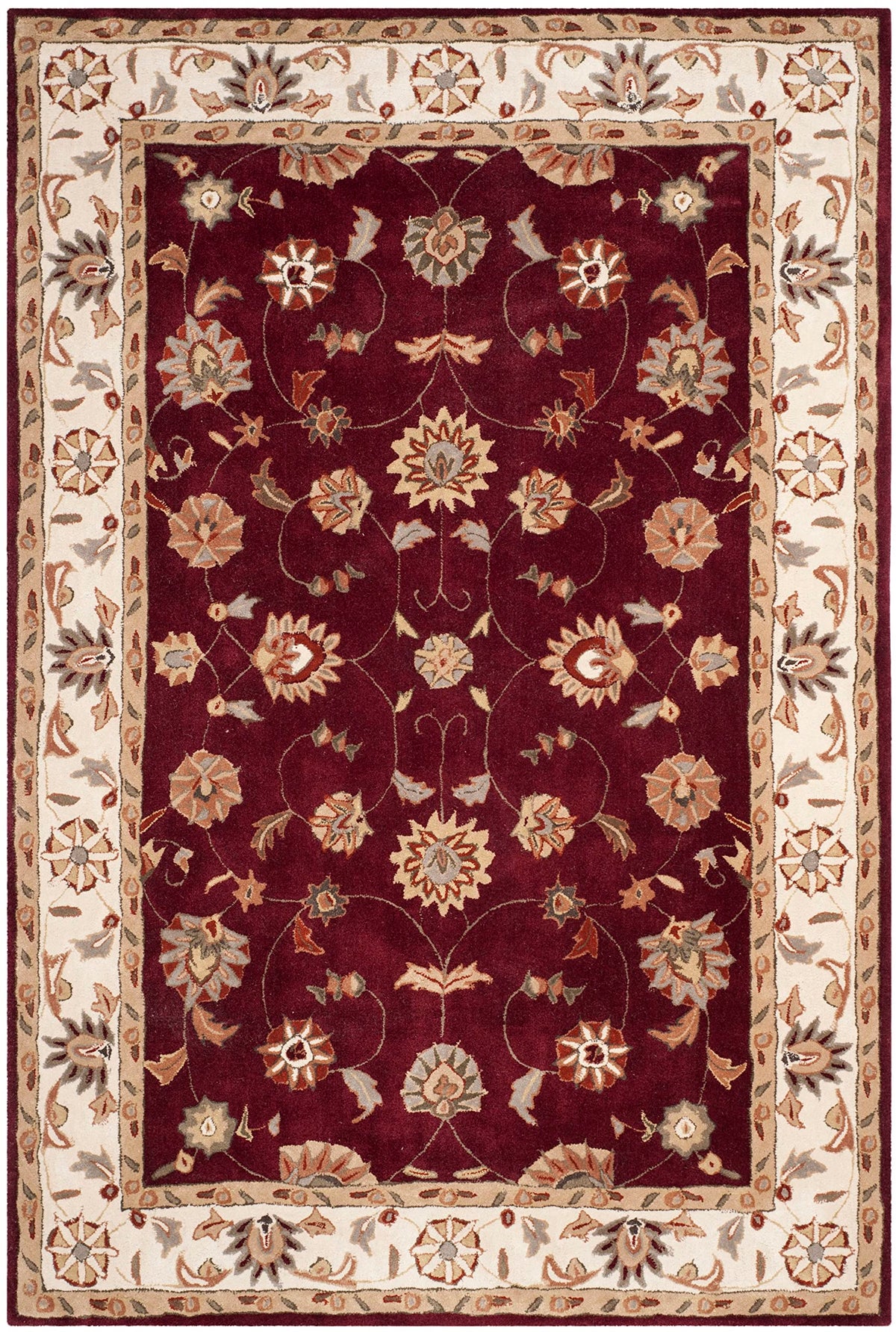 SAFAVIEH Area Rug 8x10 - Total Performance Collection - Large - Red & Ivory, Hand-Hooked, Oriental Design, Ideal for Living Room, Bedroom, Office, Dining Space (TLP725A)