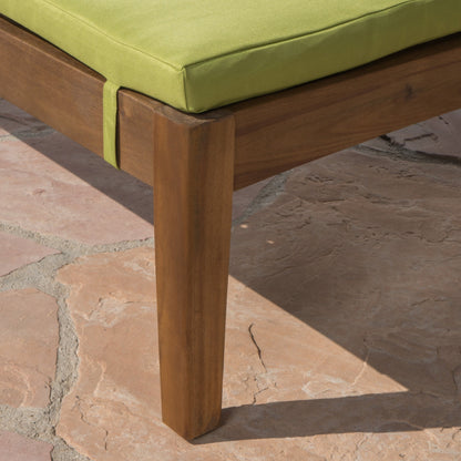 Christopher Knight Home Perla Outdoor Chaise Lounge with Water Resistant Cushion, Teak Finish / Green