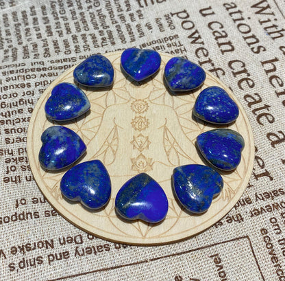10 PCS Lapis Lazuli Natural Heart Crystals Set Thicken Heart Shaped Polished Stones Palm Love Gemstones Bulk Wholesale Reiki Energy Balancing Meditation Carved Palm Worry Stone Gift
