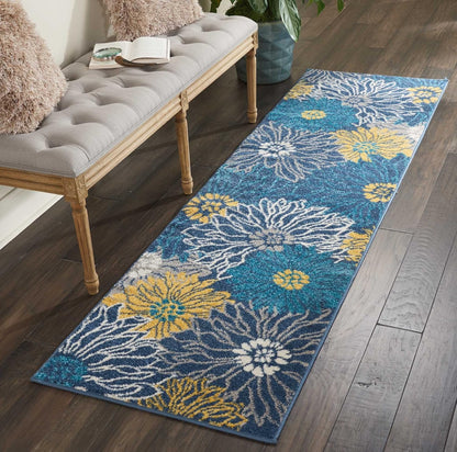 2'2" 7'6" (8' Nourison Home Passion Blue x Area Rug - Easy Clean, Non Shedding, Bed Room, Living Room, Dining Room