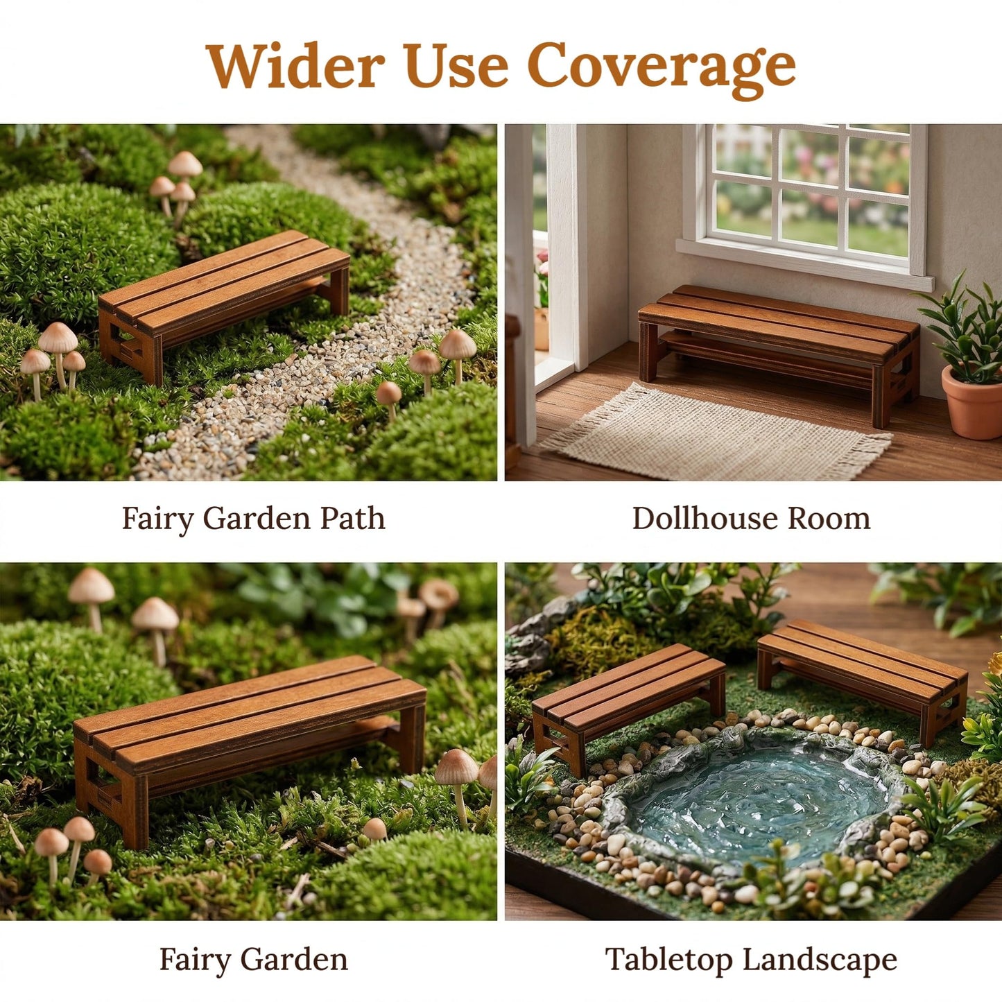 Garneck 3pcs Miniature Wooden Bench Set 1:12 Dollhouse Furniture Bench Mini Simulation Furniture Mini Chair Decor for Fairy Garden and Tabletop Micro Landscape Tiny House Decor