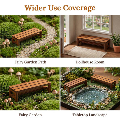 Garneck 3pcs Miniature Wooden Bench Set 1:12 Dollhouse Furniture Bench Mini Simulation Furniture Mini Chair Decor for Fairy Garden and Tabletop Micro Landscape Tiny House Decor