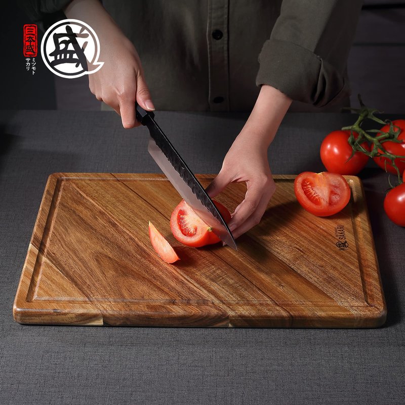 MITSUMOTO SAKARI 16 x 11 in Acacia Wood Cutting Board with Juice Groove
