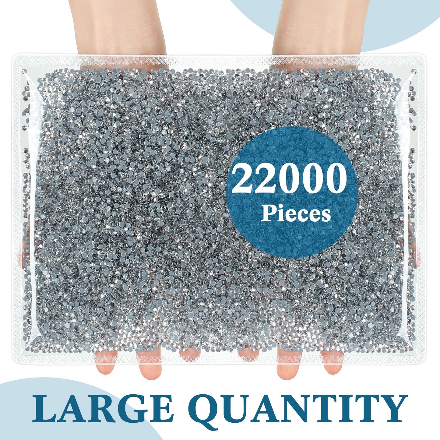 22000 Pcs Hotfix Rhinestone Bulk Crystal Iron on Flat Back Nail Gems Hot Fix Round Glass Rhinestones for Bedazzling DIY Crafts Clothes Shoes Supplies Decoration 2.7-2.9mm(SS10, Clear)