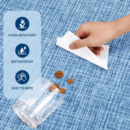 5x7 5 7 GarveeHome Rug for Living Room, Scalloped X Area Rugs Washable Non-Slip Solid Blue Modern Minimalism Low-Pile