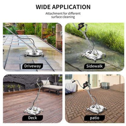 20" Pressure Washer Surface Cleaner Plus with 5 Nozzles Water Broom, Stainless Steel Dual Handle Power Washer Surface Cleaner for Patio Decker Concrete Driveway, 4000 PSI