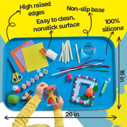 Just Messin' Silicone Art Mat Mega Bundle – 16”x26” Mats with High .6" Edge, Blue, Green & Pink, Non-Slip, Heat Resistant for Crafts, Resin,Paint & Jewelry-Making
