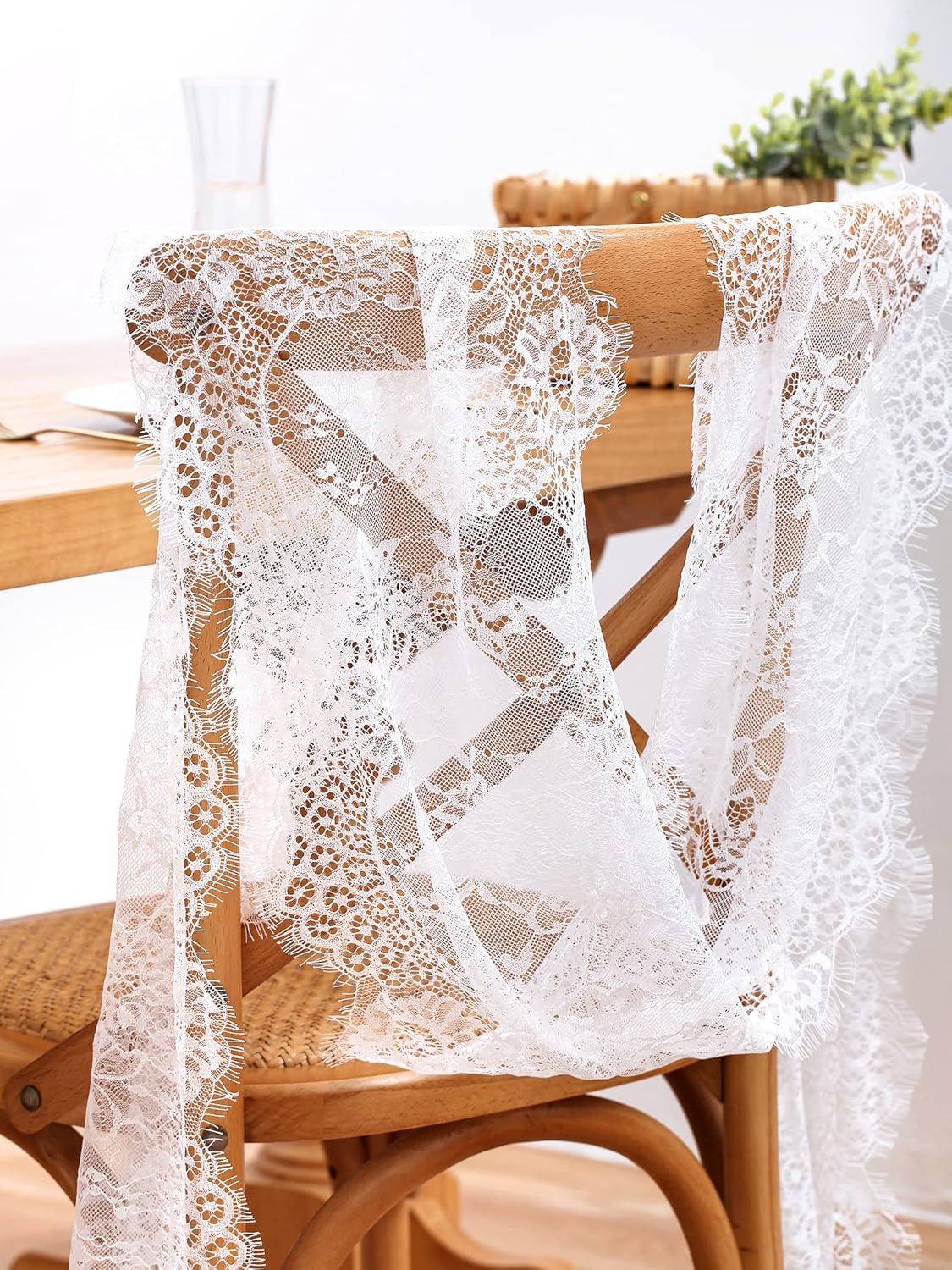 B-COOL White Lace Table Runner, 14 X 120 Inch Vintage Floral for Rustic Wedding Reception