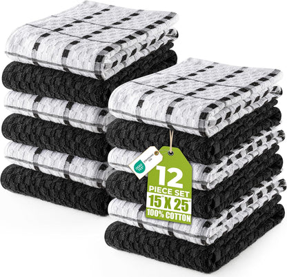 12 Pack, 15 25 Inches, 100% Set, Utopia Towels - Kitchen Towels x Ring Spun Cotton Super Soft and Absorbent Linen Dish