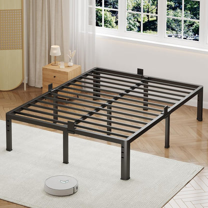 NKZ 14 Inch Queen Bed Frame, Sturdy Metal Platform with Round Corner Legs, 3,500 lbs Heavy Duty Steel Slat Support, Easy Assembly, Noise Free, No Box Spring Needed