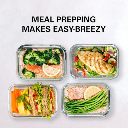Razab 30 Oz Glass Meal Prep Containers - 16 Pc Set | Airtight, Leak-Proof & BPA-Free