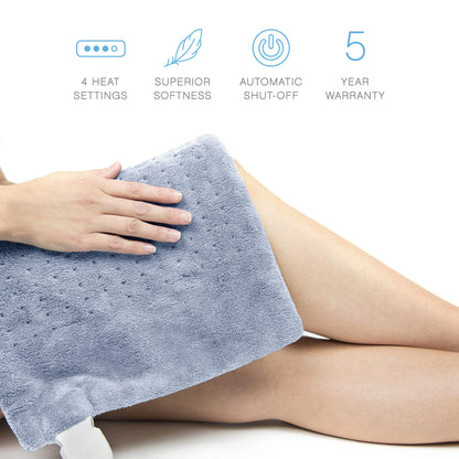 Pure Enrichment PureRelief Deluxe Heating Pad (12" x 24"), Full Body Therapy Pad with 4 InstaHeat Settings, Soft Machine-Washable Microplush Fabric and 2-Hour Auto Safety Shut-Off (Sea Glass)