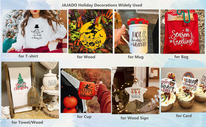 JAJADO Reusable Adhesive Christmas Silk Screen Transfers 9 Pcs, Silk Screen Stencils Xmas Winter Holiday Screen Print Stencils for Painting on Wood, T-Shirt, Mug, Window, DIY Christmas Home Decor