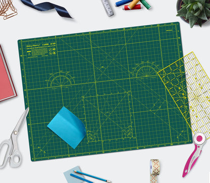 Shiny Merry Self Healing Cutting Mat A2 18"x24" – Double Sided 5-Ply Craft Mat for Sewing, Quilting, Fabric, Scrapbooking – Green/Green