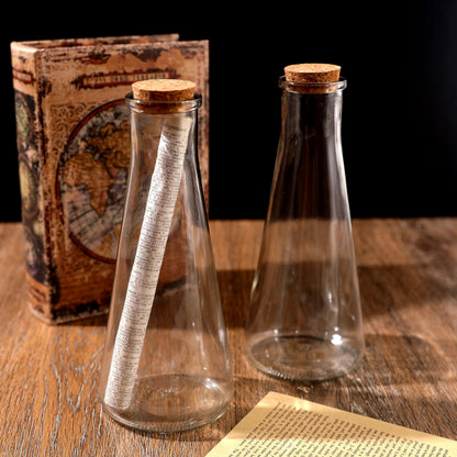Magic Season Decorative Glass Bottles with Cork Stoppers (350 ml Tapered Bottles / 2 Pcs)