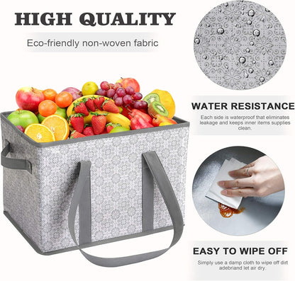 WISELIFE Reusable Grocery Bags [3 Pack],Large Grocery Tote Bag Water Resistant Shopping Bags Foldable Grocery Bag for Clothes,Shoes and Picnic