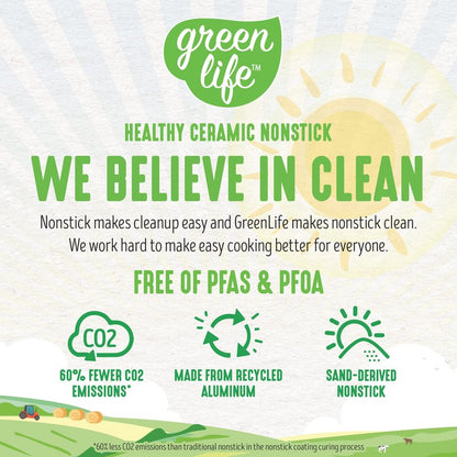 GreenLife Sandstone Healthy Ceramic Nonstick, 15 Piece Kitchen Cookware Pots and Frying Sauce Pans Set, PFAS- Free, Dishwasher Safe, Blue