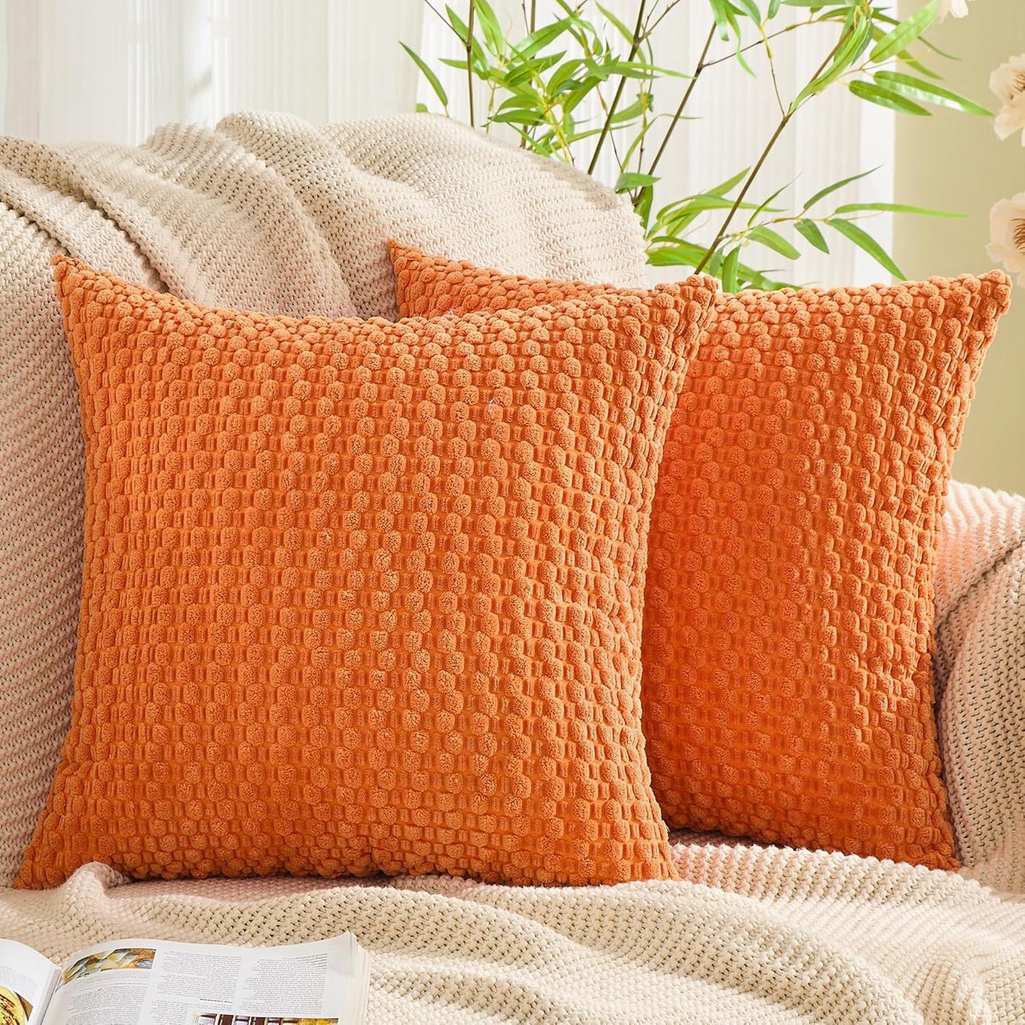 20x20 Inch Set 2 (50x50cm) GAWAMAY Decorative Throw Pillow Covers of for Living Room Couch Bed Sofa, Farmhouse Square