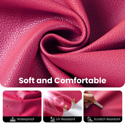 Marine Vinyl Fabric, Upholstery Faux Leather Fabric by The Yard, 1.05mm Lychee Texture Leather Sheets for Sofa Chairs Handbags Hair Bows Earrings Crafts (1 Foot 12''X 54'', Hot Pink)